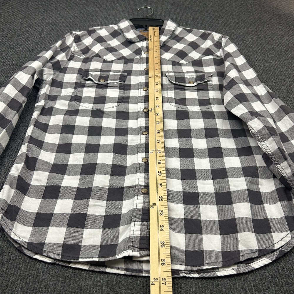 Jachs Girlfriend Medium Top Gray White Plaid Check Snap Button Down - Picture 13 of 15